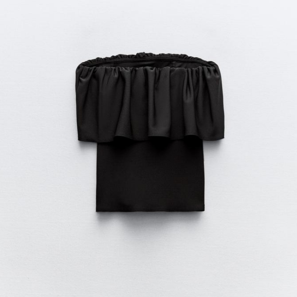 ZARA STRAPLESS TOP WITH RULLE DETAILL - Picture 6 of 7
